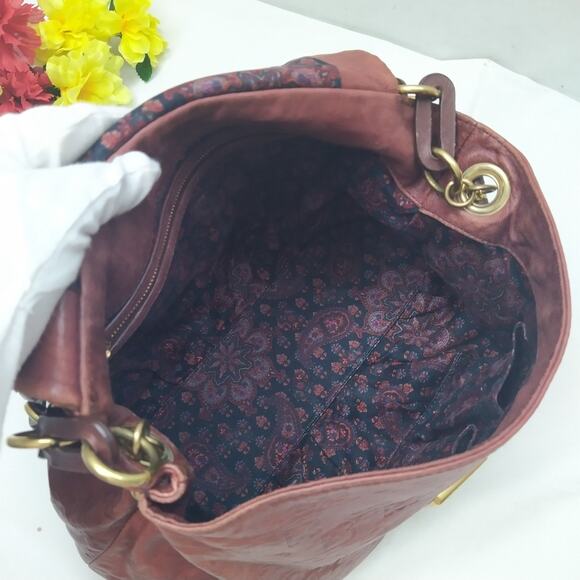 Marc By Marc Jacobs Brown Leather Push Lock Flap Closure Chain Strap Hobo Bag - Picture 11 of 16